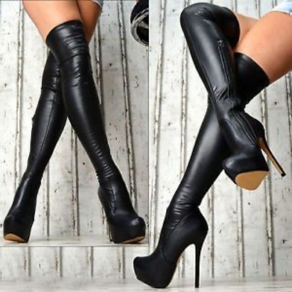 Classic and Elegant Pointed Toe Over Knee Stiletto Heeled Boots